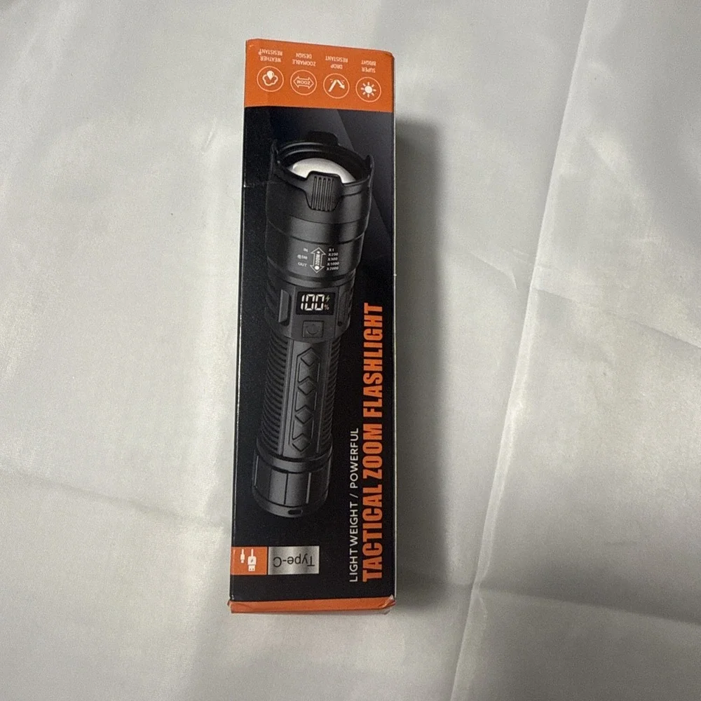 Tactical Zoom Flashlight LED Rechargeable Super Bright Waterproof Camping‎ Light